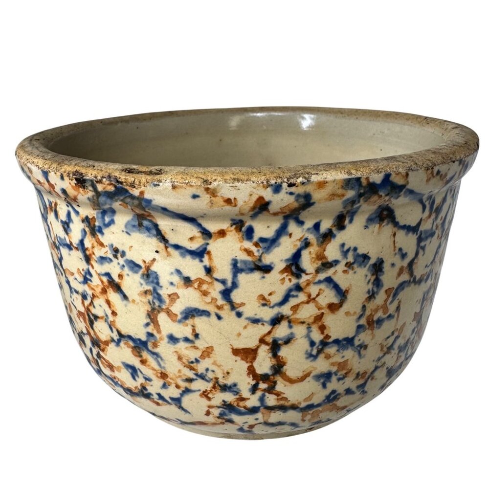 Redwing Spongeware Stoneware Bowl Speckled Vintage 7" Diameter Crock Farmhouse E - Picture 6 of 11